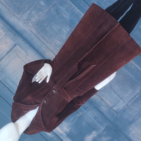 Argentinian Ladies Genuine Suede Leather Full Length Coat (Quilted Lining) - Picture 10 of 17